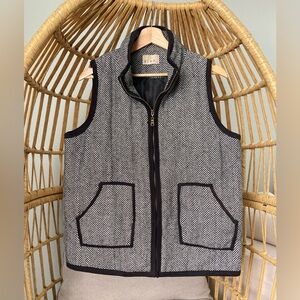 ETWO by Eileen Fisher Herringbone Zip Vest Large | Quiet Luxury Minimalist